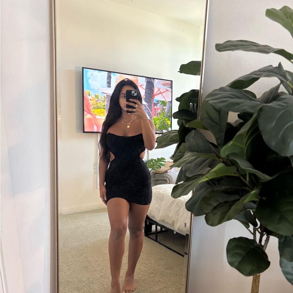 Black Strapless Mini Dress